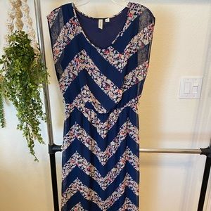 Floral chevron print long dress